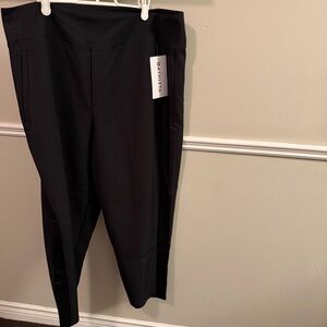 Athleta Endless Satin Side Stripe Pants NWT Size 18 Black